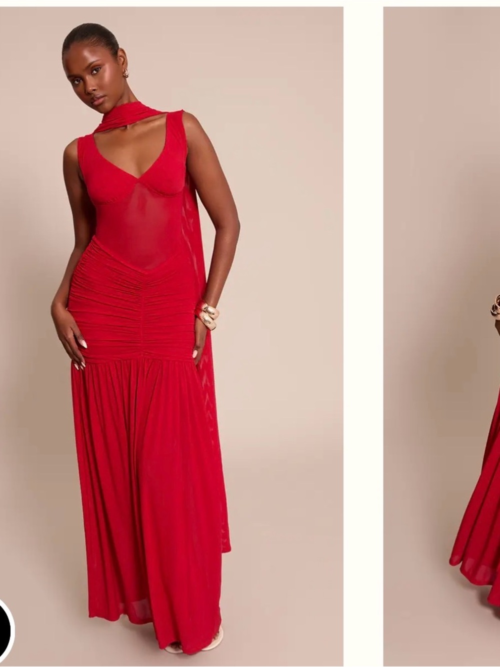 PrettyLittleThing Red Backless Ruched Maxi Dress